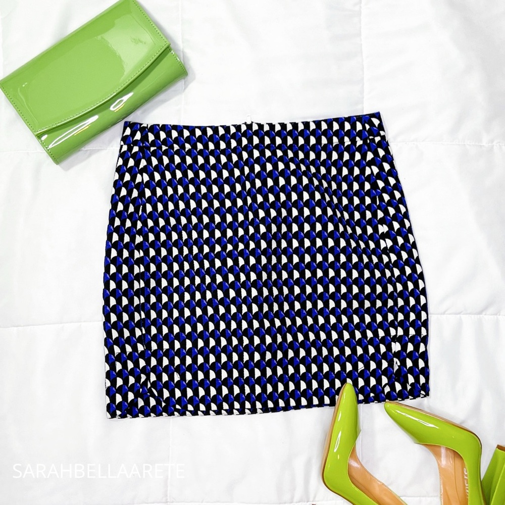 J Crew Blue and White Pattern Skirt